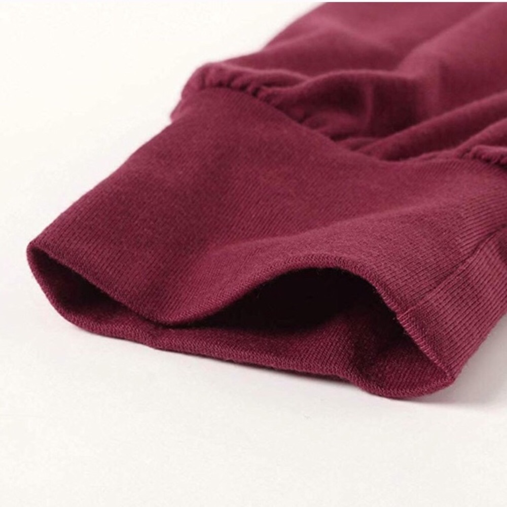 Wine red Long Sleeve Mini Dress - Picture 5 of 5
